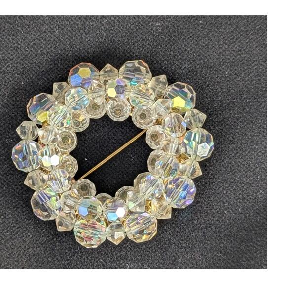 Vtge70's Set of Aurora crystal bracelet clip earrrings/pin.Bracelet 7.25"pin2" - Picture 5 of 9
